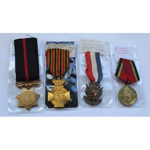 57 - Collection of four medals, including 20th anniversary Victory of WWII medal, French 1870 - 1871 Oubl... 