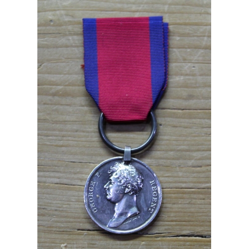 90 - Waterloo medal awarded to George Young, Royal Horse Guards, with copy of military information relati... 
