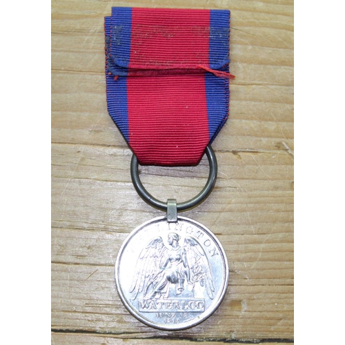 90 - Waterloo medal awarded to George Young, Royal Horse Guards, with copy of military information relati... 