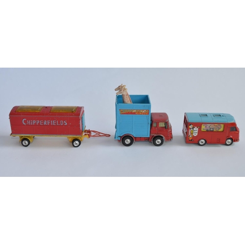 885 - A collection of vintage Corgi Chipperfields Circus models, all A/F, see photos. With animals etc.