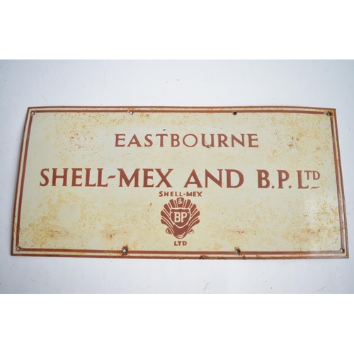 950 - A Shell-Mex and BP Ltd Eastbourne enamelled steel plate advertising sign.
L60.8xH28.1cm