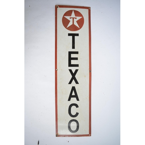 953 - An enamelled steel plate Texaco advertising sign.
H89.3xW24.1cm.