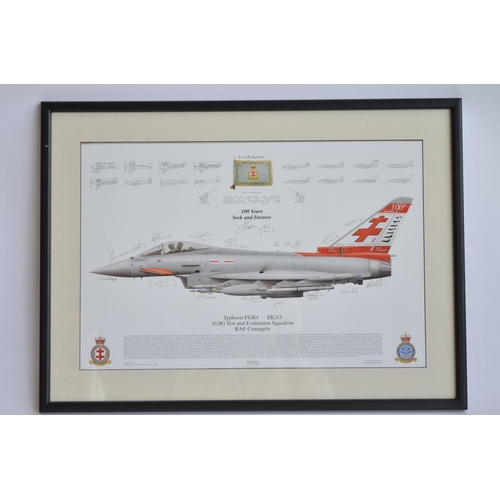 243 - A framed Squadron Print celebrating the 100th anniversary of No 41(R) Squadron and depicting their s... 
