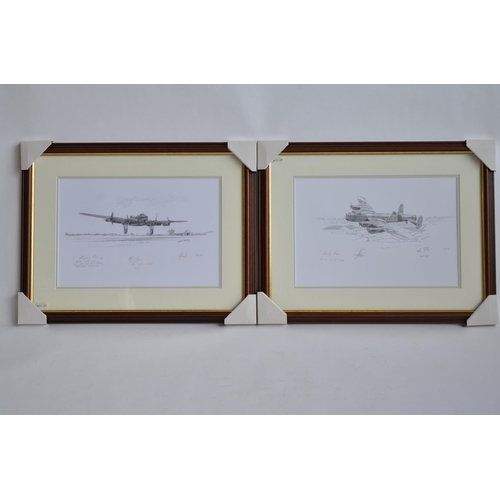 245 - 2 limited edition pencil sketch prints (22 and 23 of 25) by aviation artist Robin Smith, both of Lan... 