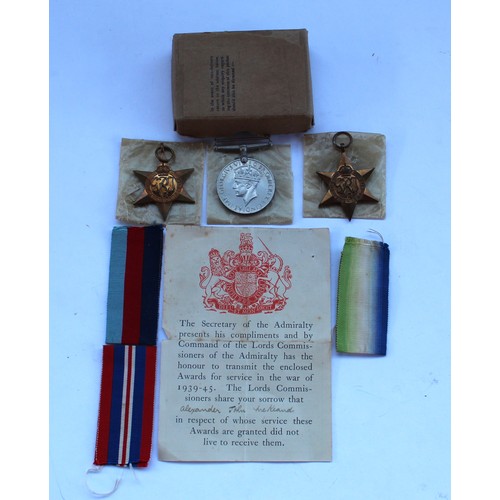 51 - Set of three WWII medals including British War Medal 1939-45, 1939-45 Star and the Atlantic Star (re... 