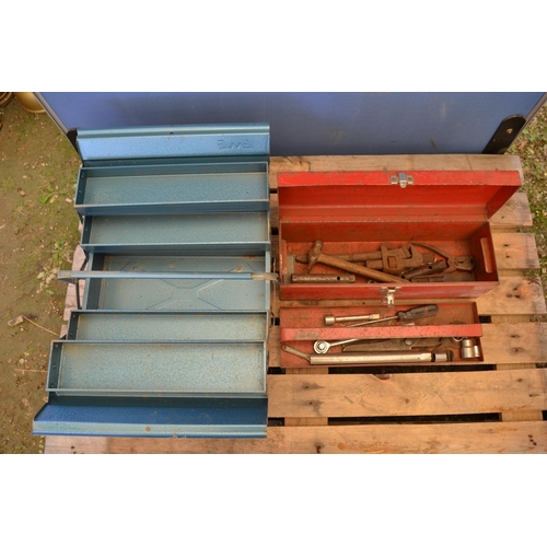 1238 - 4 metal toolboxes, 3 with tools including socket sets, wrenches, spanners etc (4)