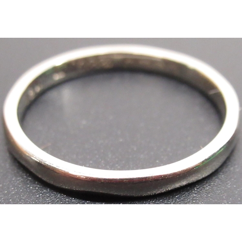 13 - 18ct white gold plain wedding band, stamped 18, size L1/2, 2.2g