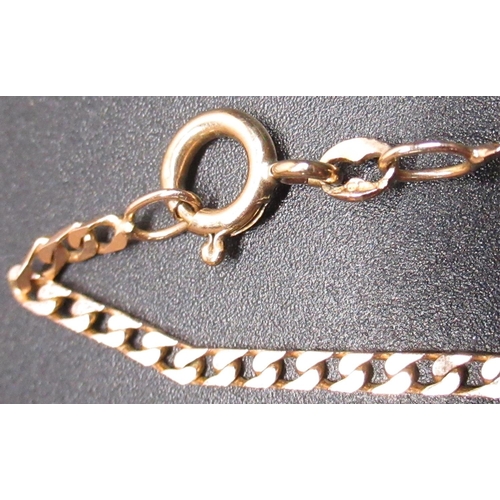 4 - 9ct yellow gold flat curb link necklace, stamped 375, L57cm, 5.7g