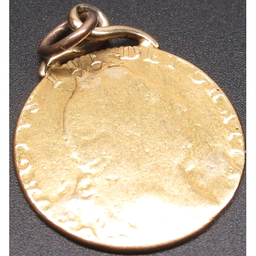 8 - Geo.III 1798 22ct gold spade Guinea, pendant mounted, 8.9g