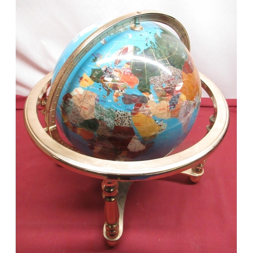 1148 - Polished hardstone type Terrestrial globe on gilt metal stand, H45cm