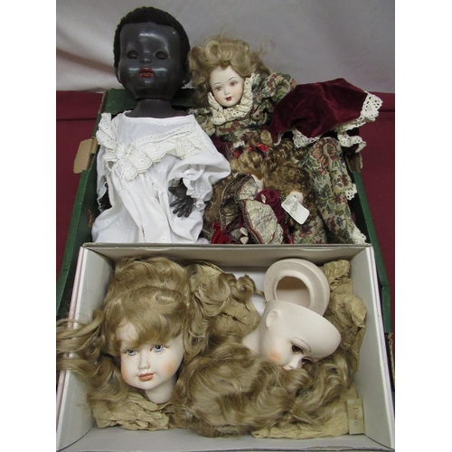 1156 - Pedigree walking doll, H50cmn a collection of Albachiara and other dolls and two ceramic Dolls heads... 