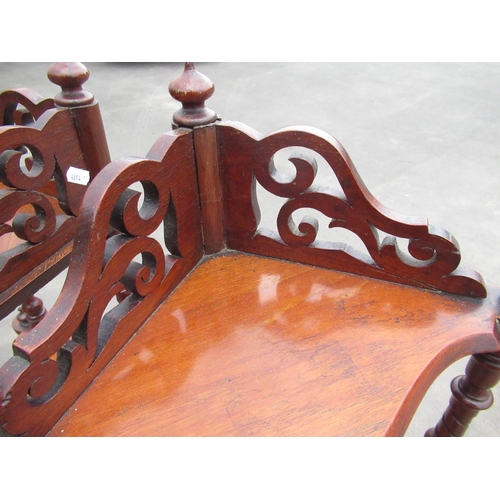 1175 - Pair of Victorian mahogany corner what-nots, four shaped graduated tiers on baluster supports, H120c... 