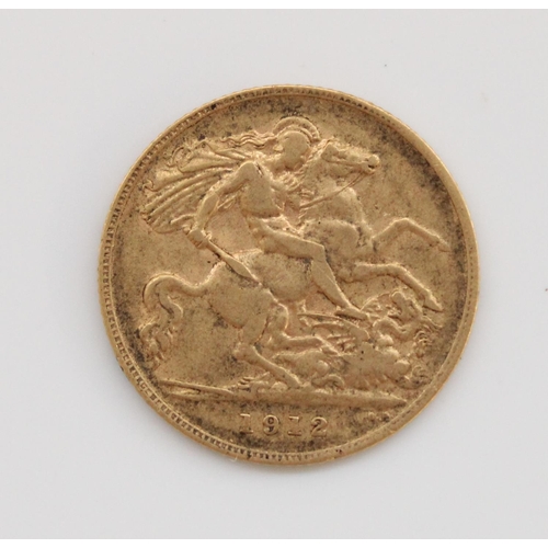 802 - Geo.V 1912 gold half sovereign, 4.0g