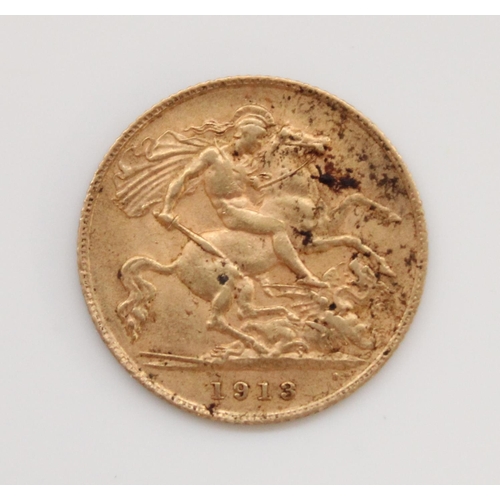 803 - Geo.V 1913 gold half sovereign, 4.0g