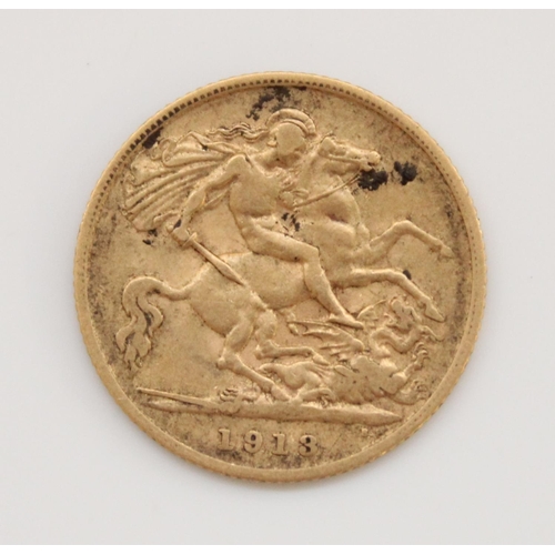 804 - Geo.V 1913 gold half sovereign, 4.0g