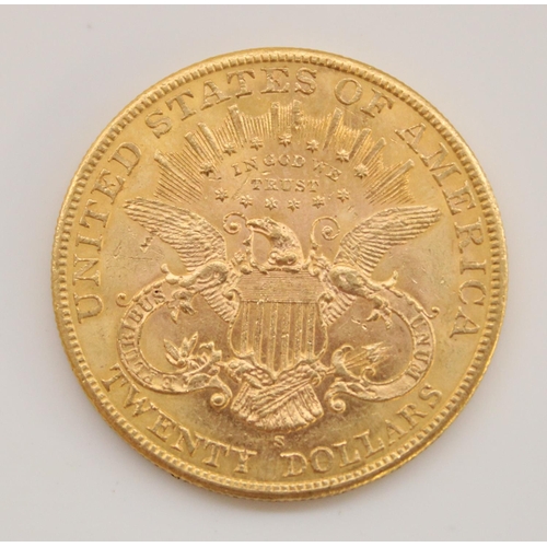 810 - 1900 USA American gold Liberty head $20 twenty dollar coin, with S letter for San Francisco mint , 3... 