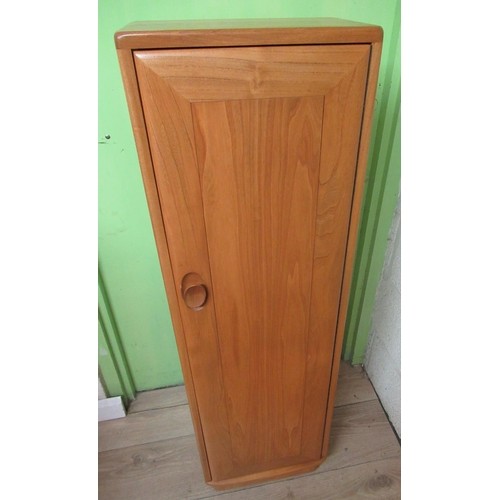 1178 - Vintage Blonde wall cabinet with door and three adjustable shelves, W34cm D20cm H117cm