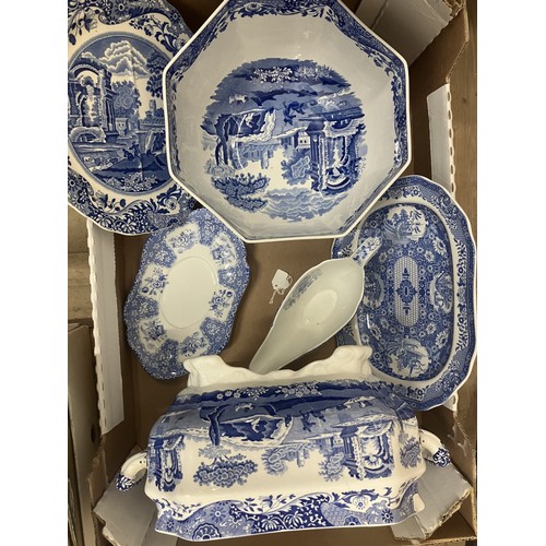 1158 - Collection of Spode blue and white ceramics incl. Italian tureen (A/F) and plate, Blue Room Net dish... 