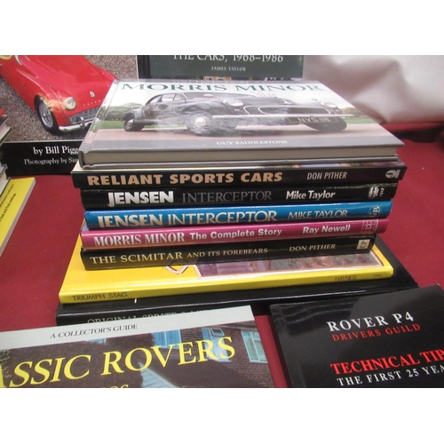 101 - Collection of books on British cars inc. TVR, Reliant, Jensen, Morris Minor, Austin Healey, Triumph,... 