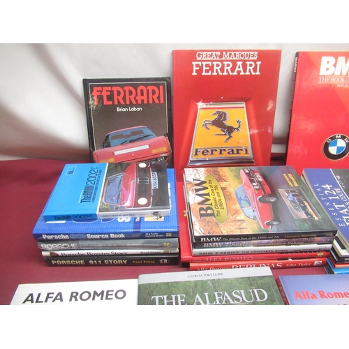 102 - Collection of books on Italian and German cars inc. BMW, Porsche, Mercedes, Ferrari, Alfa Romeo, Fia... 