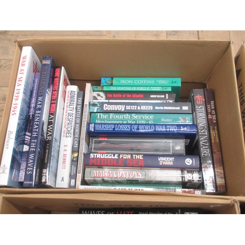 65 - Collection of books relating to WWII Naval conflicts, covering the Battle of the Atlantic, Merchant ... 