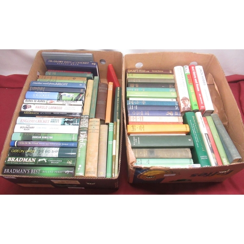 89 - Collection of books relating to cricket inc. biographies and autobiographies (59 in 2 boxes)