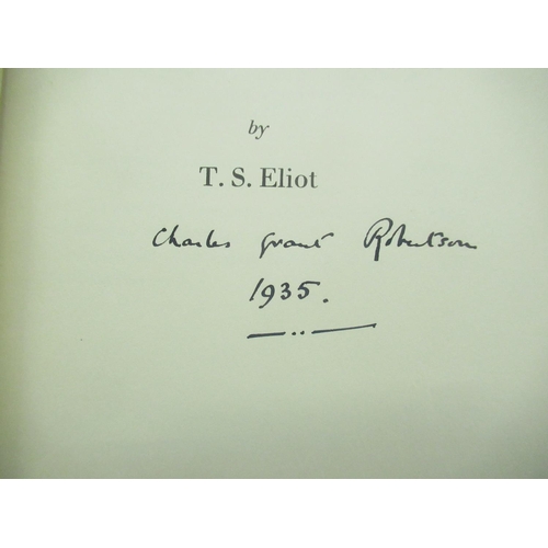 146 - Eliot(T.S.) Murder in the Cathedral, Faber and Faber, 1st Ed. 1935, hardback, signed by Charles Fran... 