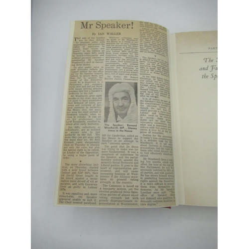 159 - Laundy(Philip) The Office of Speaker, Cassell and Company, 1st Ed. 1964, Signatures from Betty Booth... 