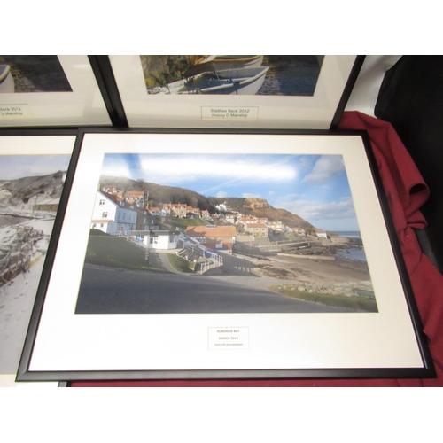 503 - After Dave Manship (British, contemporary); set of five framed and mounted photographs of Staithes, ... 