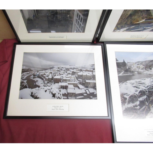 503 - After Dave Manship (British, contemporary); set of five framed and mounted photographs of Staithes, ... 