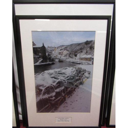 503 - After Dave Manship (British, contemporary); set of five framed and mounted photographs of Staithes, ... 