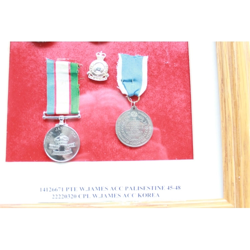 342 - Post WW2 British medal group for 14126671 Pte W James ACC Palestine 45-48,  22220320 Cpl W James ACC... 