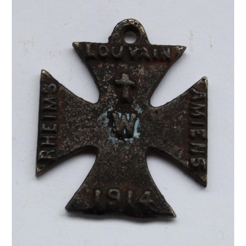 357 - WWI period British propaganda Iron Cross to commemorate the bombings of Scarborough, Whitby and Hart... 