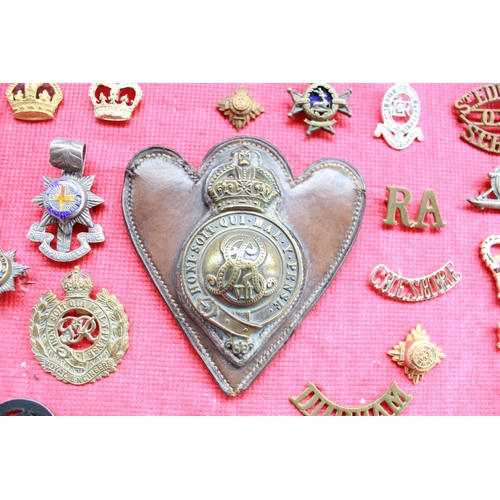 360 - Large selection of British military and some civilian cap badges, enamel sweetheart badges, pips, me... 