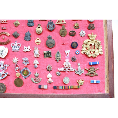 360 - Large selection of British military and some civilian cap badges, enamel sweetheart badges, pips, me... 