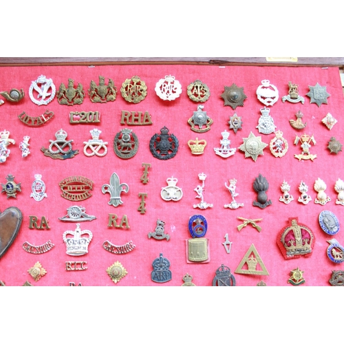 360 - Large selection of British military and some civilian cap badges, enamel sweetheart badges, pips, me... 