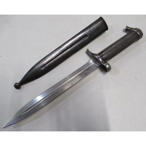 527 - Swedish bayonet, stamped E.JAB 284 with hollow barrel handle and steel sheath