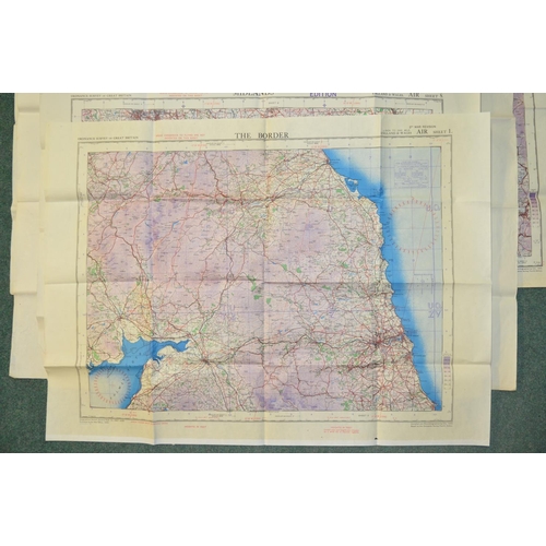 276 - Ten Ordnance survey air maps (second war revision 1943), coloured Air Ministry maps, scale 1/4