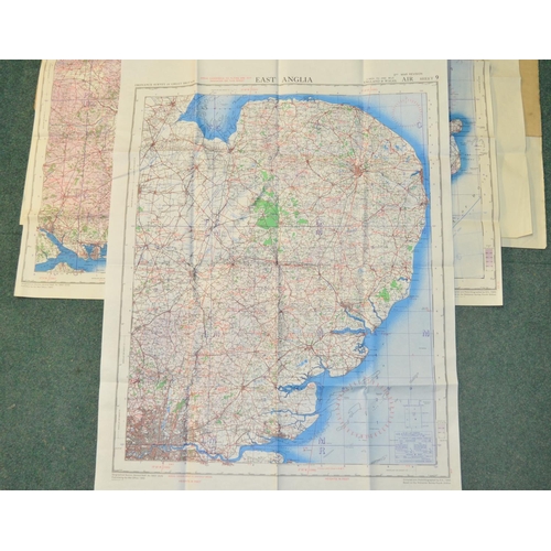 276 - Ten Ordnance survey air maps (second war revision 1943), coloured Air Ministry maps, scale 1/4