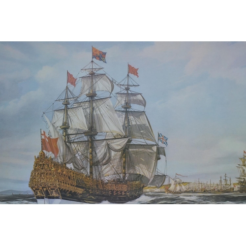 262 - A framed print of the historic Royal Navy warship 