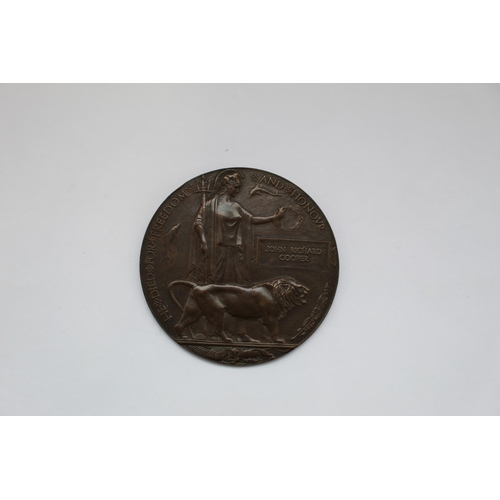 303 - Death penny awarded to Pte. John Richard Cooper