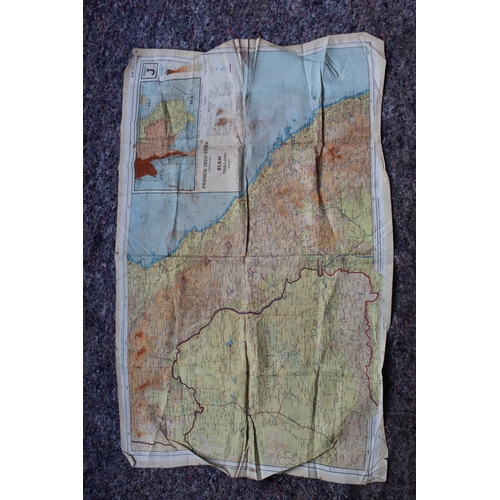 316 - Vietnam war period French Indo-China double sided silk escape map, approx W96cm H62cm