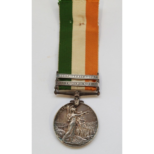 365 - Kings South Africa medal awarded to 4877 Pte. W. Herbert Yorks and Lancs Regt. with 1901 and 1902 cl... 