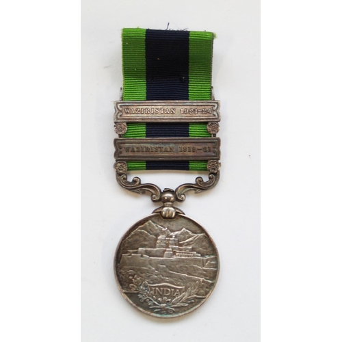 368 - KGV Indian General Service medal with Waziristan 1919-1921 and 1921-1924 clasp awarded to B-6487 NK.... 