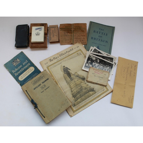 389 - Collection of military ephemera to include Artillery Training manual volume three, war ill., release... 