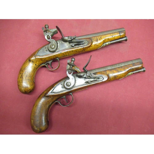 447 - Pair of flintlock dragoon service style pistols, with 7