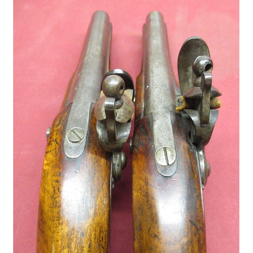 447 - Pair of flintlock dragoon service style pistols, with 7