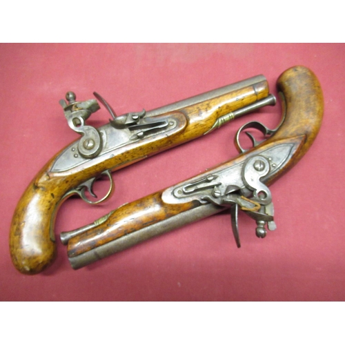 447 - Pair of flintlock dragoon service style pistols, with 7