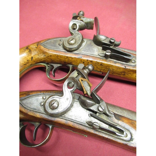 447 - Pair of flintlock dragoon service style pistols, with 7