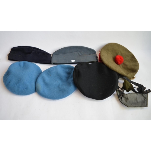 285 - A collection of military and United Nations berets and caps including a Durham Light Infantry beret,... 